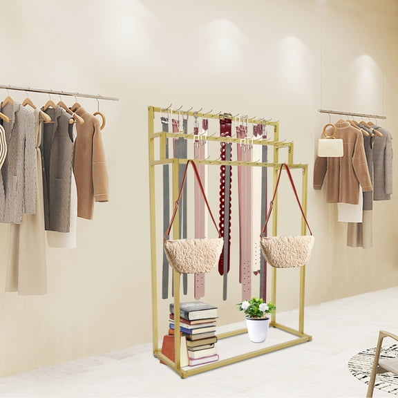Commercial Floor Mounted Belt Hanger 39Hook Display Stand Organizer 100*40*150cm for Supermarkets