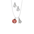 thumbnail image 2 of Delight Jewelry Silvertone Jack O'Lantern with Cutout Eyes Silver tone Zig Zag Christmas Tree Charm Necklace and Stud Earrings, 2 of 4
