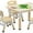 Wood color-5 Set(31.5''L x 23.6''W), variant on Toddler Table and 2 Chairs, Height-Adjustable Kids Table and Chairs Set, 23.6''L x 23.6''W Children Activity Table for Boys and Girls Aged 3-8