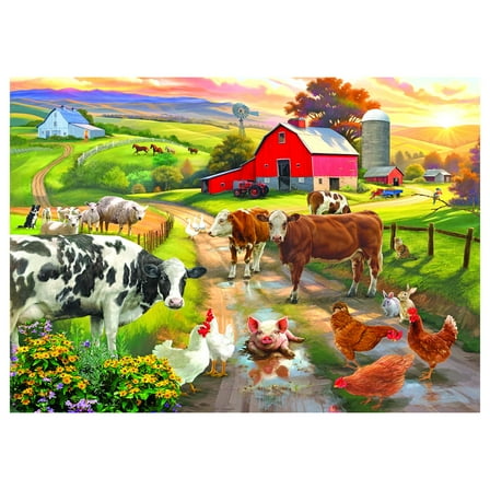 RoseArt Colorluxe 300-Piece Farm Welcoming Committee Adult Interlocking Jigsaw Puzzle