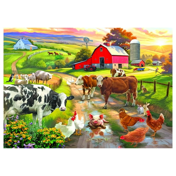 RoseArt Colorluxe 300-Piece Farm Welcoming Committee Adult Interlocking Jigsaw Puzzle