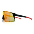 thumbnail image 6 of Color Mirror Polarized Wrap Sport Oversized Shield Rimless Plastic Sunglasses Black Red - Orange Mirror, 6 of 8