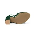 thumbnail image 5 of BLISSFUL STEP Women's Sandals Solid Crisscross Block Heels High Heel Lace up Sandals Green 6, 5 of 8