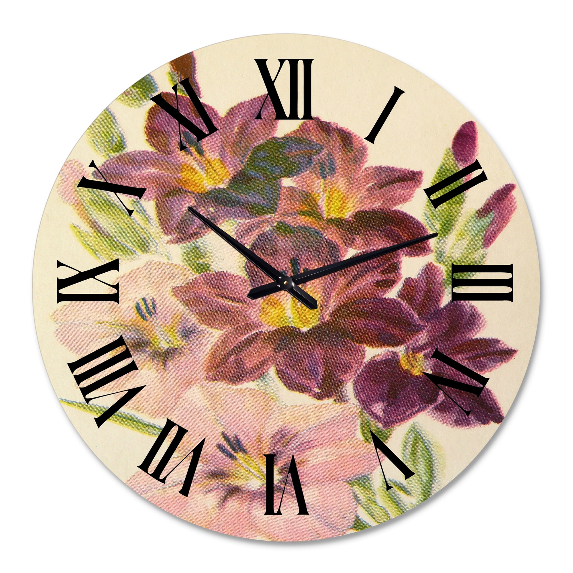 Designart 'Retro Light And Dark Pink Gladiolus' Traditional Wall Clock