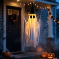 thumbnail image 5 of Large Hanging Swing Ghost Halloween Decor with Remote Control, Waterproof LED Light Up Ornament, 8 Lighting Modes Indoor Outdoor Yard Porch Haunted House Decoration, 5 of 7