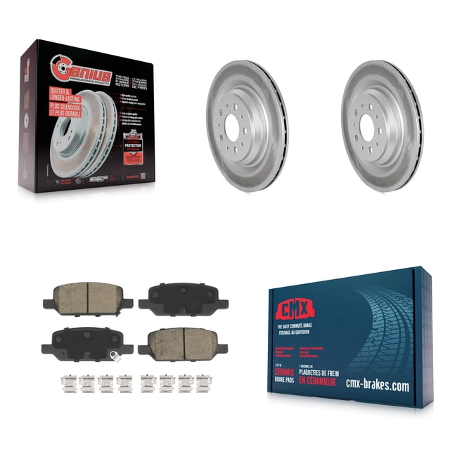 Transit Auto Rear Coated Disc Brake Rotors and Ceramic Pads Kit for Car 2017-2022 Tesla 3 with Gray Painted Calipers KGC-102629