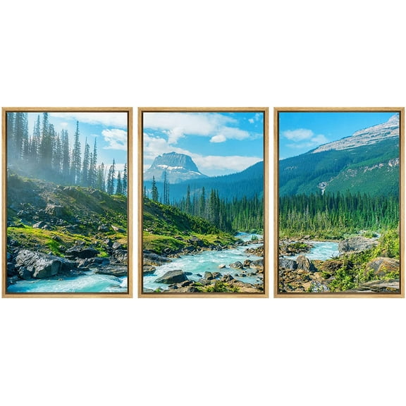 wall26 Framed Canvas Print Wall Art Set Colorado Mountain Range Forest River Rapid Nature Wilderness Photography Realism Rustic Landscape Colorful for Living Room, Bedroom, Office - 16"x24"