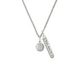 thumbnail image 2 of Delight Jewelry Silvertone Small Sparkle Clear AB Softball Silvertone Balance Bar Charm Necklace, 23", 2 of 4