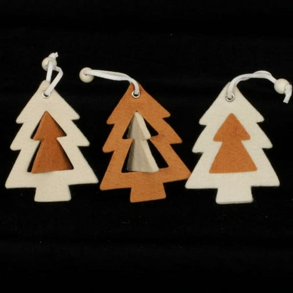Club Pack of 36 Inside And Out Tree Ivory And Brown Felt Ornaments