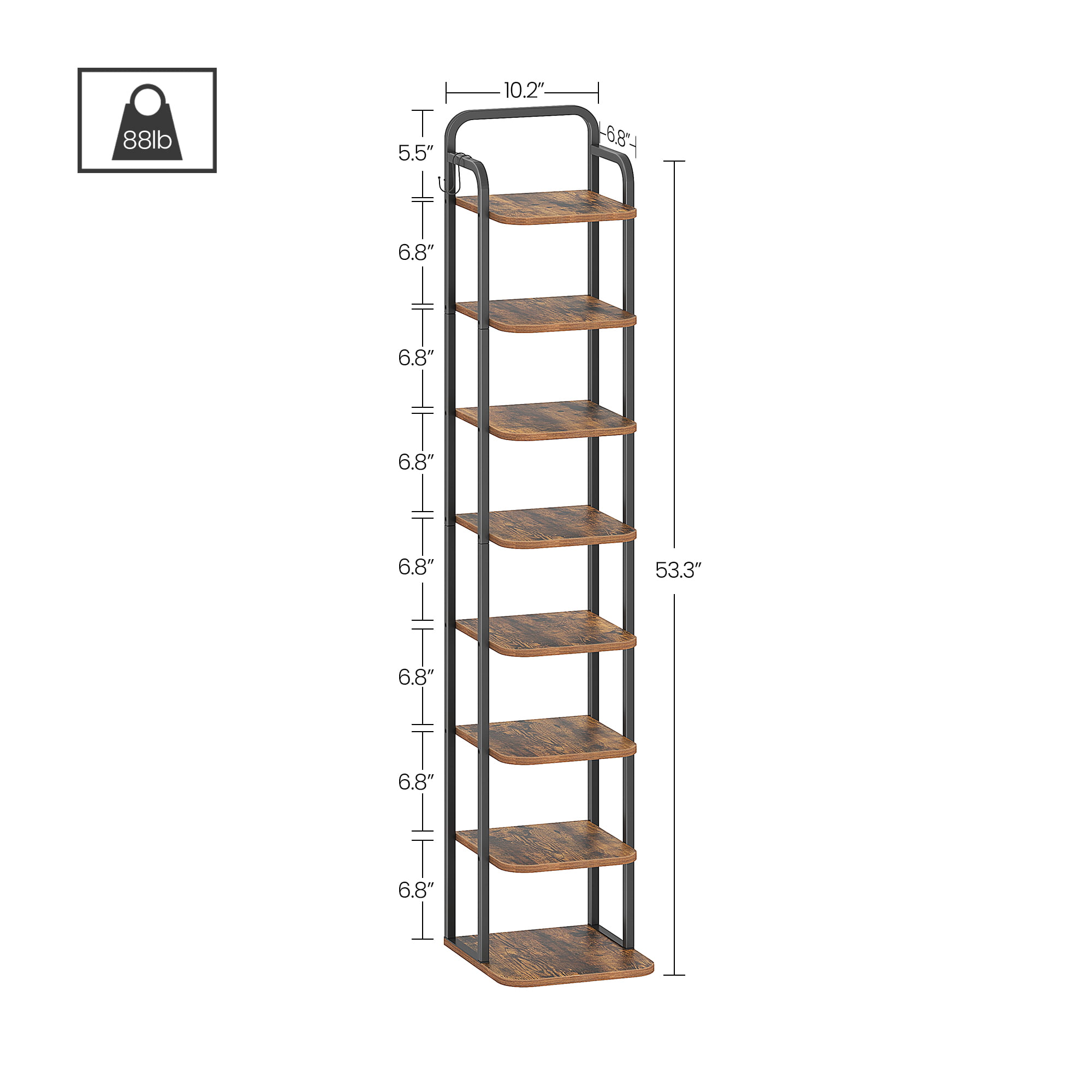 Hzuaneri Vertical Shoe Rack, 6 Tier Narrow Shoe Shelves, Wood Shoe  Organizer for Closet, Entryway, Shoe Tower for Small Spaces, Free Standing