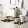 thumbnail image 5 of Toilet Rug Set Non-Slip Bathroom Rugs Soft Plush Machine Washable Contour Bath Mat Luxury Black Gold Marble 24x20/24x16, 5 of 9
