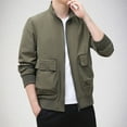 thumbnail image 1 of LOVZFMLL Jackets for Men's Solid Color Velvet Winter Windproof No Hat Long Sleeved Pocket, 1 of 8