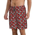 thumbnail image 2 of Kll Red Floral Men'S Casual Summer Beach Shorts Hawaiian Shorts With Pockets-3x-Large, 2 of 9