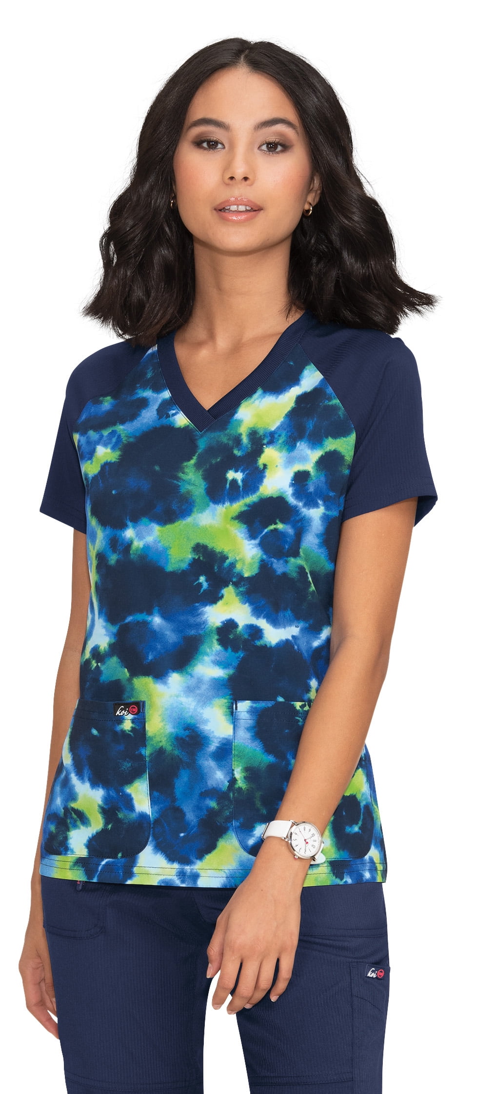 koi Lite Koi Lite Women's 1004PR "Journey" VNeck Print Scrub Top