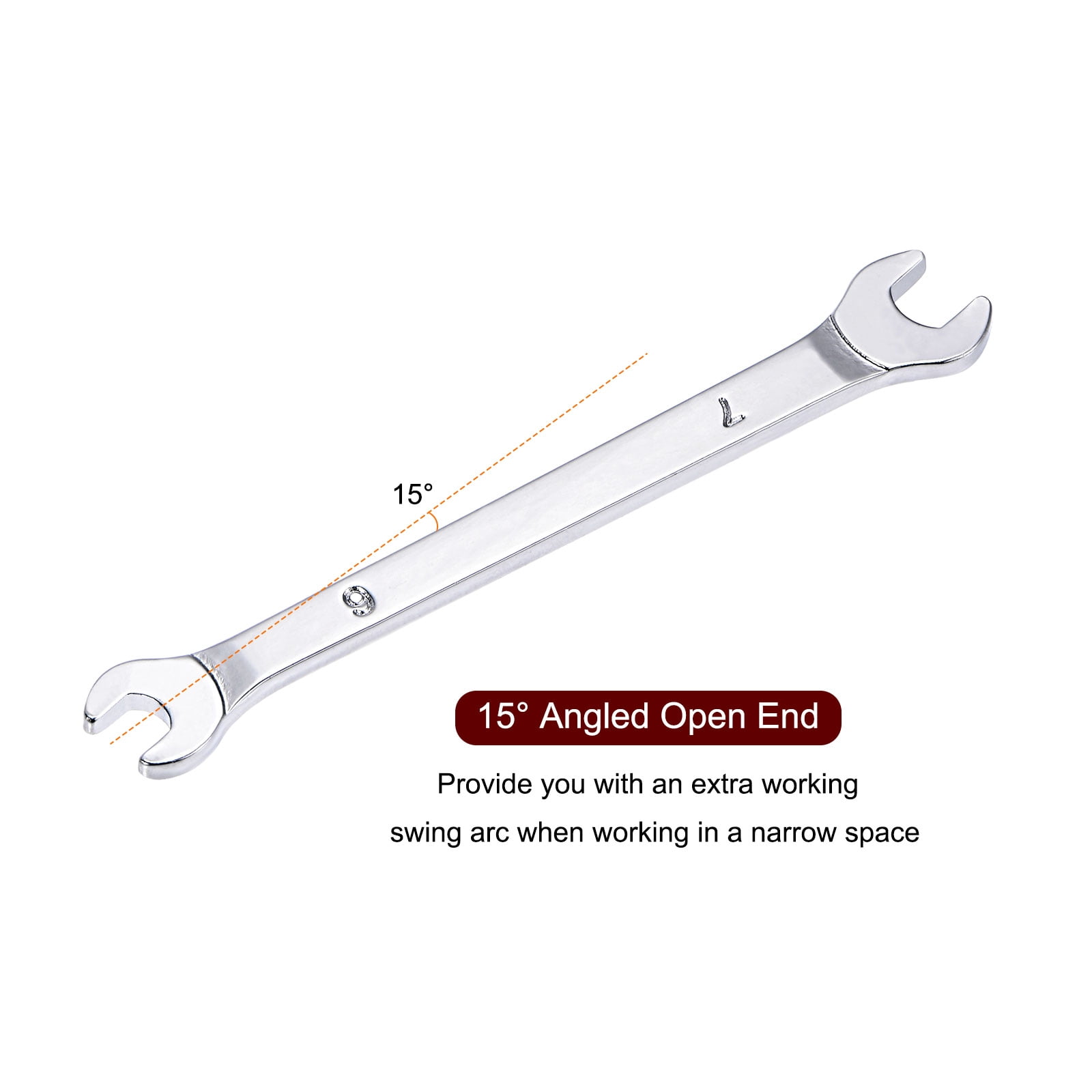 Unique Bargains Thin Open End Wrench Metric Mirror Chrome Plated High Carbon Steel 6mm x 7mm