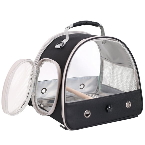 Portable Bird Carrier, Bird Travel Cage with Standing Perch and Stainless Steel Tray, Parrot Parakeet Carrier with Side Access Window