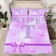 thumbnail image 2 of Manfei Personalized Initial Letter T Girl 4pcs Bed Sheets,Flying Butterfly King Sheets,Dreamy Princess Super Cozy Sheet Set,Bling Glitter Room Decor, 2 of 7