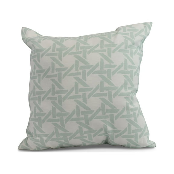 Simply Daisy, 16" x 16" Rattan Geometric , Geometric Print Outdoor Pillow, Pale Blue