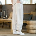 thumbnail image 7 of Handshe Men's Striped Print Harem Pants with Elastic Waist and Pockets Casual Comfort Fit,Plus Size, 7 of 7