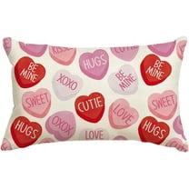 Valentine''s Day Pink Candy Heart Throw Pillow Cover, 12 x 20 Inch Anniversary Wedding Cushion Case Decoration for Sofa Couch