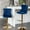 Blue, variant on Adjustable Seat Height, Hand - hammered Rivets / Orange Velvet Barstools for Kitchen Island
