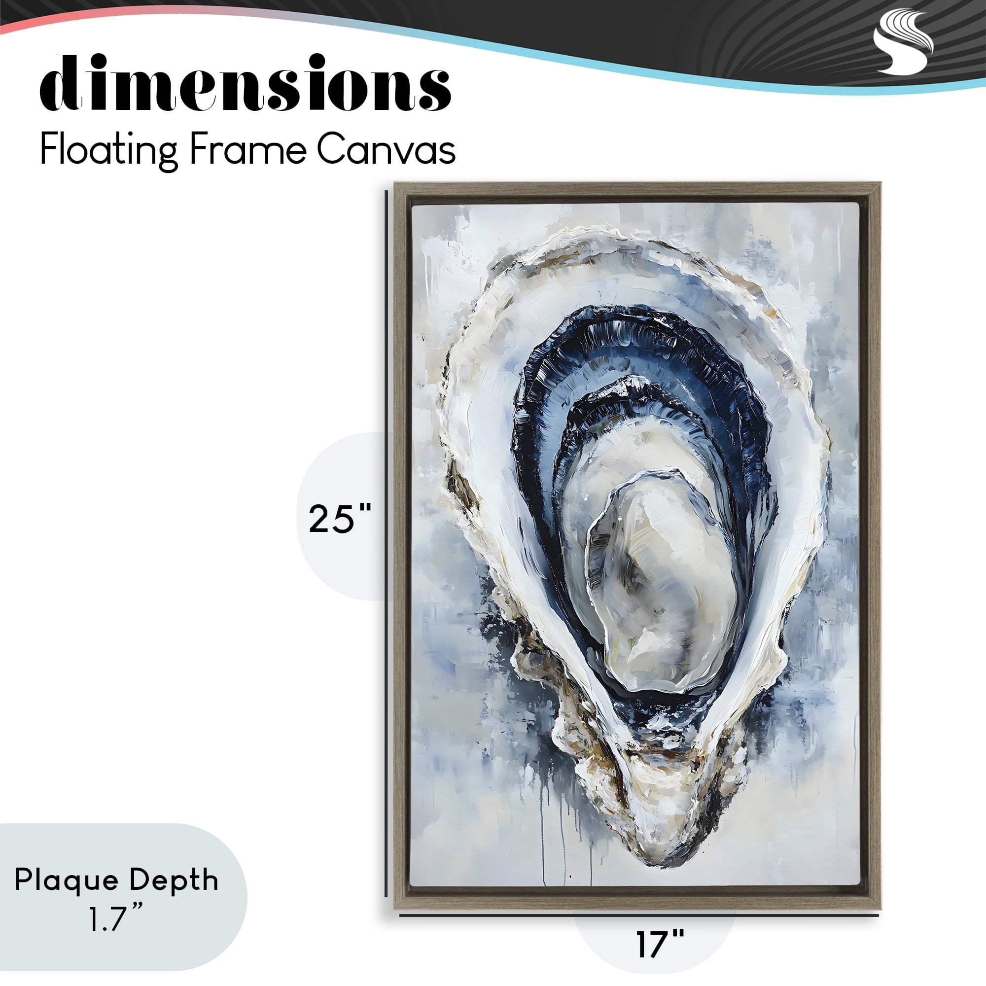 Stupell Industries Blue Oyster Shell Interior Brown Framed Floater Canvas Wall Art, design by Creative Studio