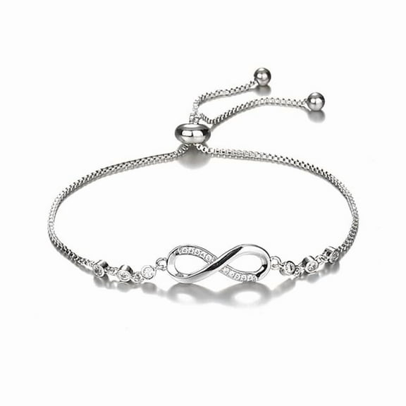 Jwellery Hub Endless Love Crystal Infinity Bracelet for Women CZ Diamonds Latest Stylish Adjustable Charm Tennis
