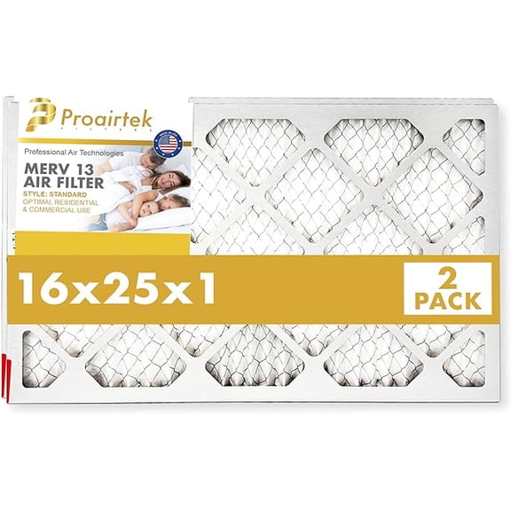 ProAirTek 16x25x1 Air Filter MERV 13 – 2 Pack, High-Efficiency Home HVAC Furnace Filter for Clean, Crisp Air