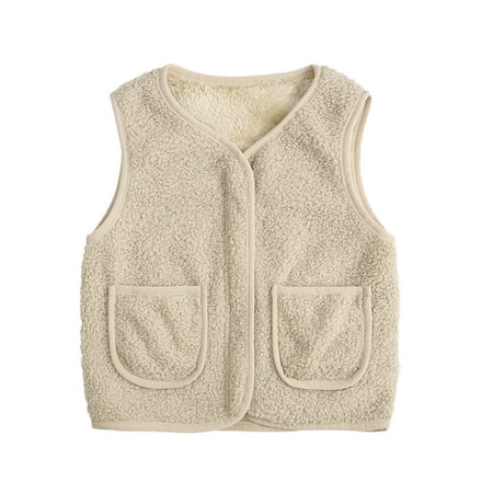

B91xZ Baby Girls Clothing Toddler Children Girls Boys Solid Warm Thick Spring Winter Sleeveless Vest Clothes Coat Zipper For Girls Jackets Size 7 White 11-12 Years