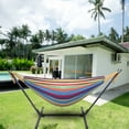 thumbnail image 2 of Ktaxon Patio Outdoor Double Hammock Stand Set Portable Bag Colorful, Little Colored Stripes, 2 of 10