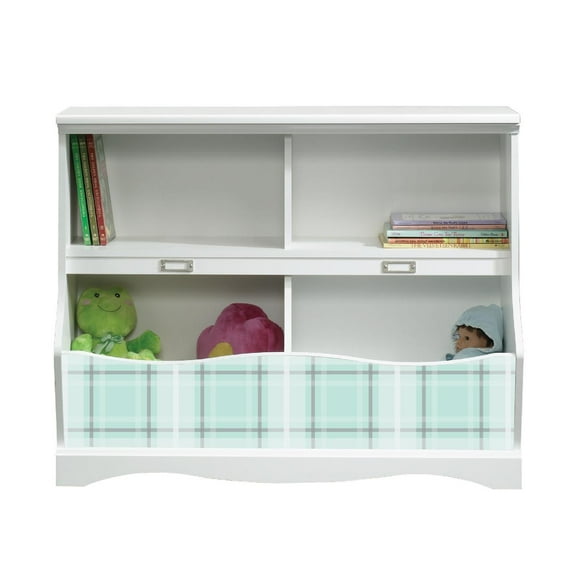 Lifesong Milestones Modern Bookcase Footboard For Kids - (Gingham Mint, Grey 414436 Pogo)