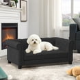 thumbnail image 2 of Elegant rectangular pet bed for small and medium-sized dogs, durable elevated dog sofa bed, comfortable dog sofa, modern and fashionable linen fabric dog sofa-Black, 2 of 10