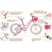 RoyalBaby Stargirl Kids Bike 14 Inch Girls Bicycle for Children with Kickstand Basket Rose Pink