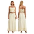 thumbnail image 3 of LMLYSoH Women's 2 Piece Skirt Outfits Sleeveless Ruffle Trim Camisole Long Tie Up Skirt Set, 3 of 9