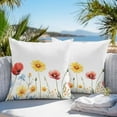 thumbnail image 4 of Pastoral Wild Flowers Outdoor Pillow Covers Pack of 2 Plants Floral Leaves Farmhouse Waterproof Throw Pillow Covers Decorative Cushion Cases for Patio Garden Tent Balcony Couch 26x26 inch, 4 of 8