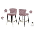 thumbnail image 4 of Meridian Furniture Kelly 28"H Velvet Counter Stool in Pink (Set of 2), 4 of 5