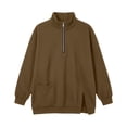 thumbnail image 4 of cocolona Womens Half Zip Pullover Sweatshirts Casual Long Sleeve Stand Collar Shirts Workout Loose Solid Color Tops, 4 of 8