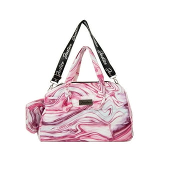 Justice Girls Pink Swirl Print Quilted Duffle Bag with Pouch, 2-Piece Set