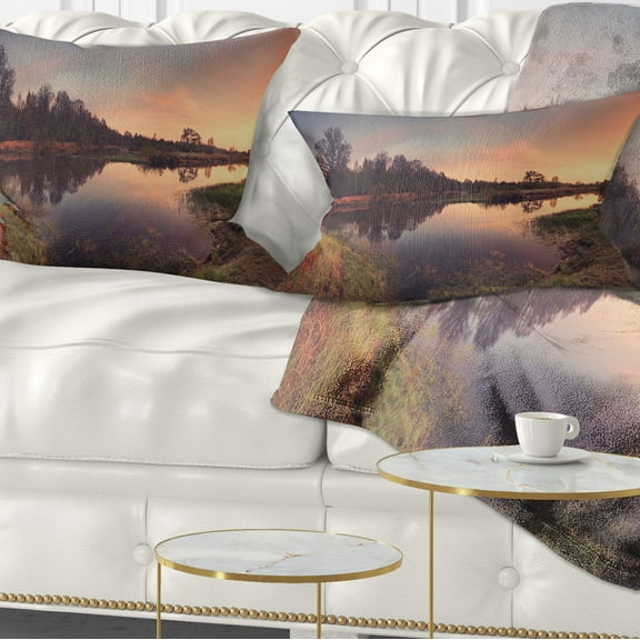 Designart Yellow Tinged Spring Mountains - Landscape Printed Throw Pillow - 12x20