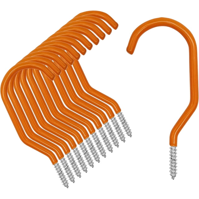 12 Pcs Crochets de Rangement pour Vélo Orange Robustes Crochets Muraux pour Vélo Grands Crochets à Vis pour Mur, Plafond Assurant une Utilisation Durable