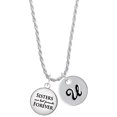 thumbnail image 1 of Delight Jewelry Silvertone Domed Sisters are Best Friends Forever Silvertone Script Initial Disc - U - Charm Necklace, 20"+3", 1 of 4