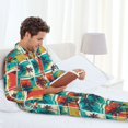 thumbnail image 6 of Honeii Colorful Hawaii Palms Pattern Mens Pajamas Set,2pcs Men's Lounge Long Sleeve Sleep Shirt and Pajama Bottoms Sleepwear Set,Mens Pjs Sets-Medium, 6 of 7
