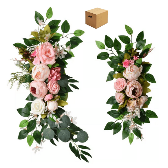 2 Piezas Boda Rústica Arco Flor Centro De Mesa Guirnalda Lab.G, Multicolor