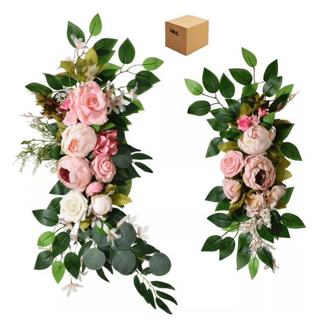 2 Piezas Boda Rústica Arco Flor Centro De Mesa Guirnalda Lab.G, Multicolor