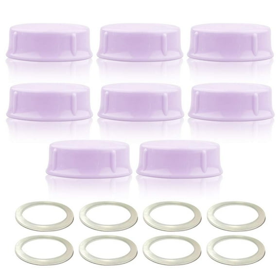 Maymom Solid Lids with Sealing Ring for Standard Sized Bottles; Bottles Lids Compatible with Medela Bottles, Ameda, and Small Sized Nuk, Playtex, Gerber Bottles; 8pc (Purple)