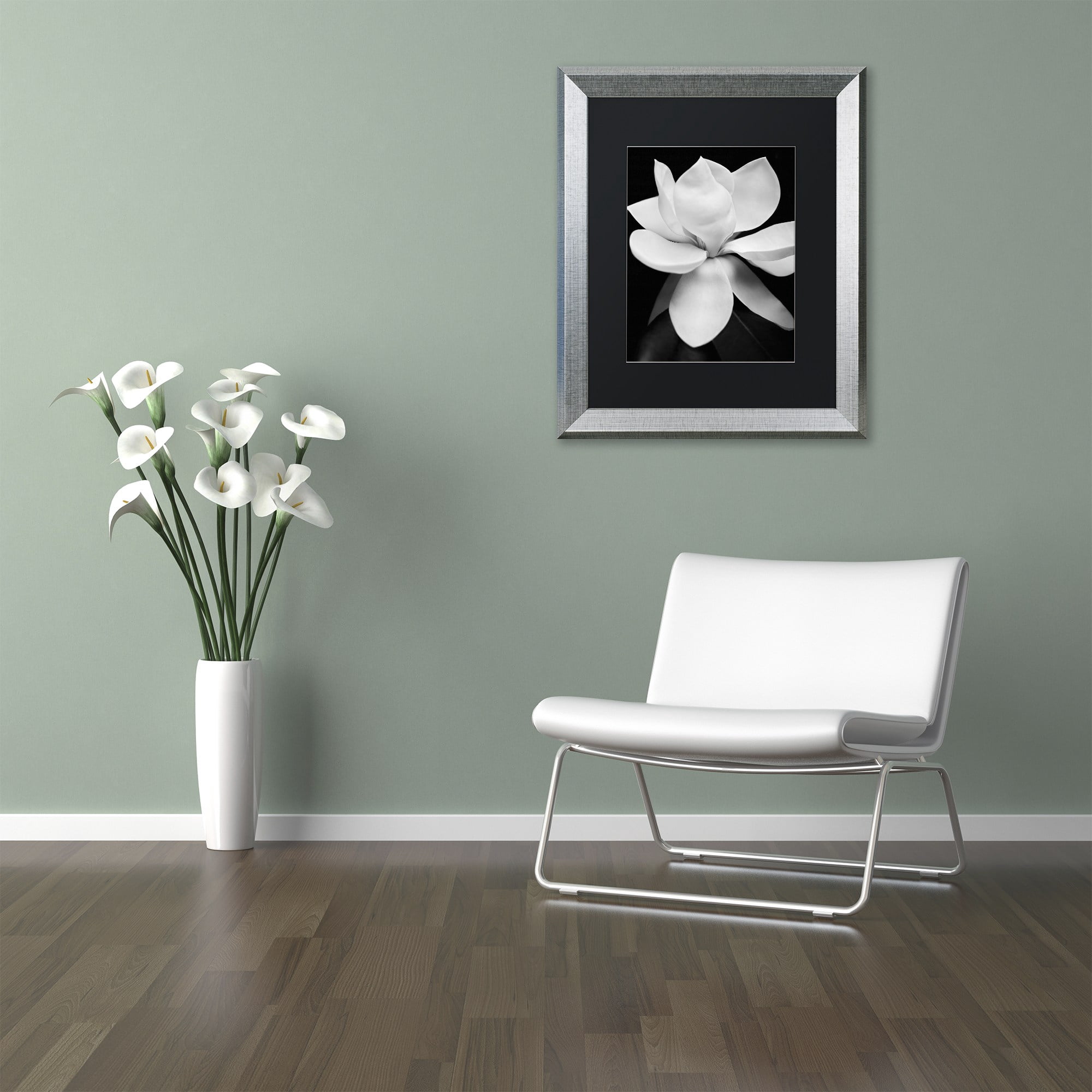 Michael Harrison 'Magnolia' Black Matted Framed Art