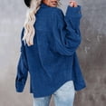 thumbnail image 5 of DondPO Long Sleeve Shirts for Women Flannel Shirt Women Womens Corduroy Button Down Shirt Oversized Blouses Tops Casual Warm Jacket With Pockets Womens Tops Business Casual Tops Dark blue M, 5 of 8