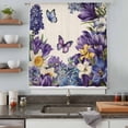 thumbnail image 4 of Spring Floral Semi Sheer Curtains Drapes for Living Room,Bedroom,French Doors Window 84 Inches Long,Purple Tulips Hydrangeas Butterflies Beige Rod Pocket Chiffon Curtain Drapery Voile Draperies Panel, 4 of 8