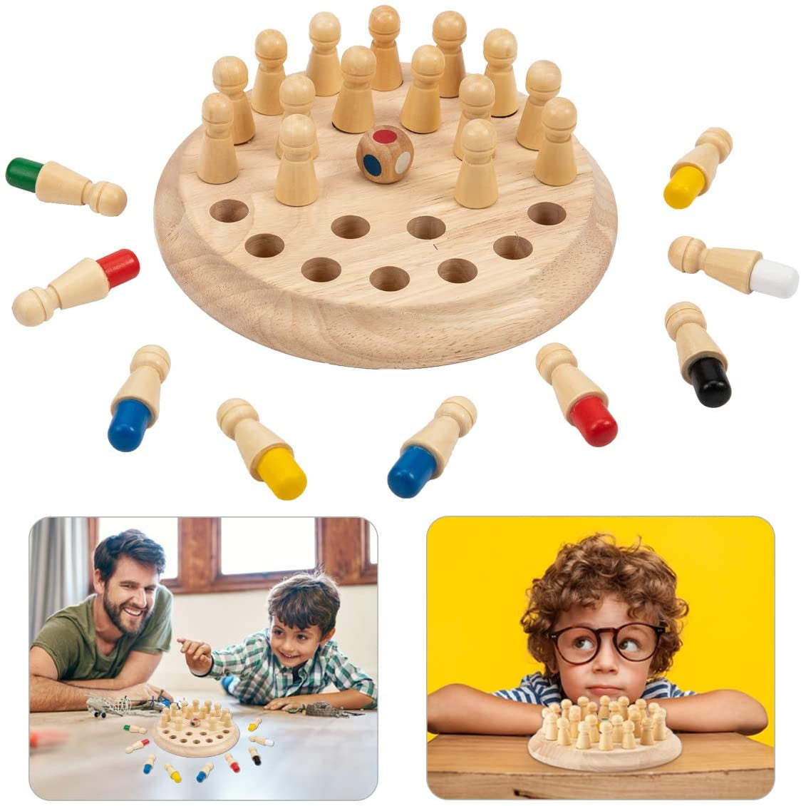 1set Wooden Two-player Memory Match Flip Board Game For Fun And Brain  Training