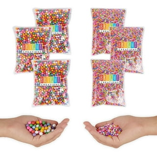 Foam Beads for DIY Craft, Slime Beads 19 Packs Approx 61,100 PCS, Styrofoam  with Pom Poms Balls, Loom Bands and Fruits Pieces for Soft Toys Clay,  Homemade Crunchy Slime and DIY Nail